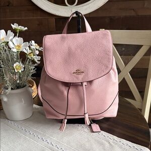 Coach Elle Pink Pebbled Leather Drawstring Backpack